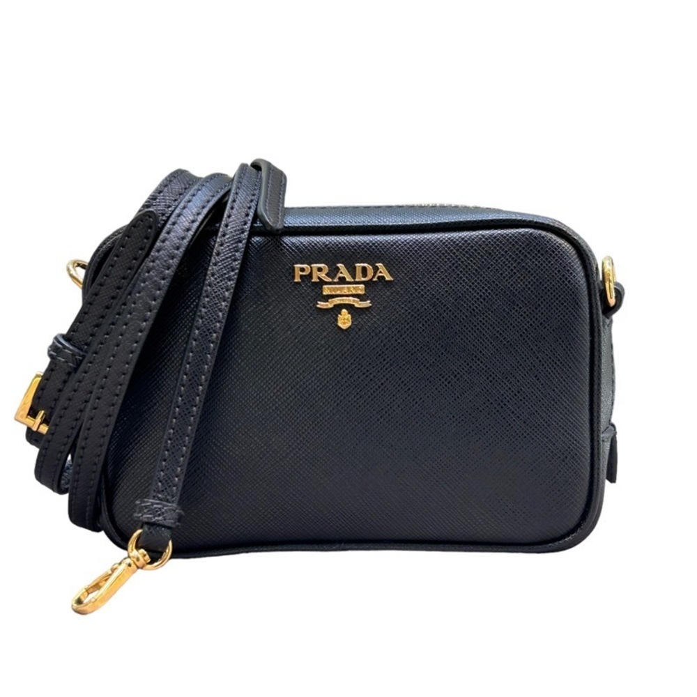 Prada Saffiano Shoulder Bag Leather Black